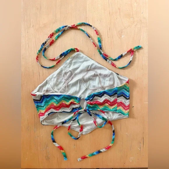 Rainbow Rocking Short Set Halter Top Chevron Ruffled - Picture 8 of 13